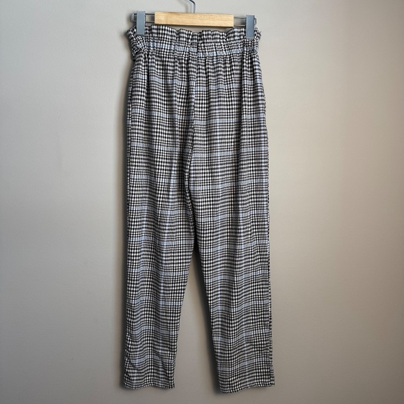 H&M Girl's Pull-On Houndstooth‎ Plaid Tie-Belt Pants Black & White Size Girls 16 - Picture 5 of 12